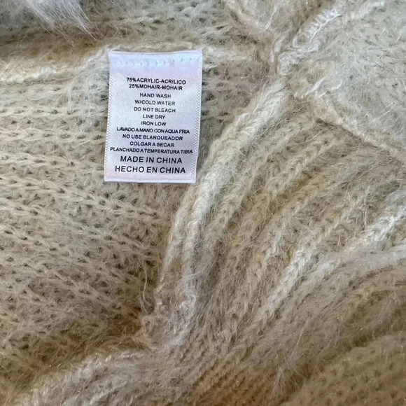 b-Sharp Womens Cream Mohair Blend Knit Cardigan Sweater Sz L Boho Slouchy Dolman - Picture 6 of 14